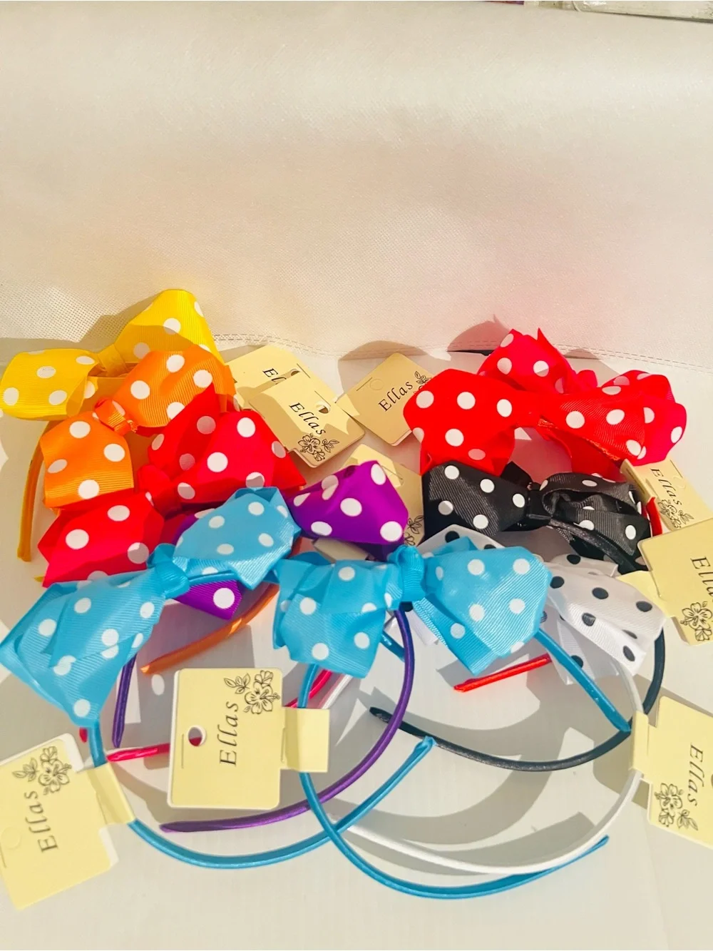 10 PC Polka Dot Bow Headbands NWT kids